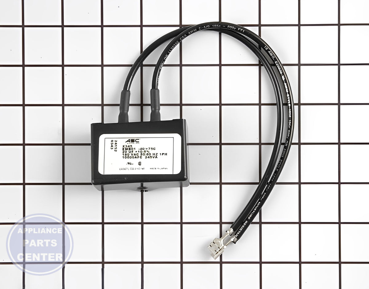 Whirlpool Run Capacitor WP4387764 - Main view showing capacitor for Whirlpool, Kenmore, and other models