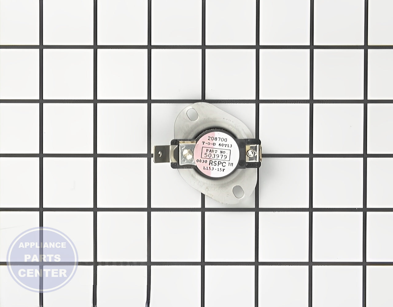 Amana Cycling Thermostat WP503979 - Main view showing precise temperature control for Amana, Maytag, Whirlpool, Speed Queen, Crosley Dryers
