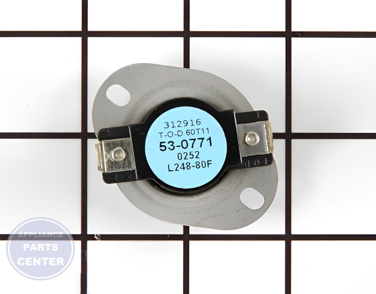 Amana High Limit Thermostat WP53-0771 - Main view showing precise temperature control for multiple models