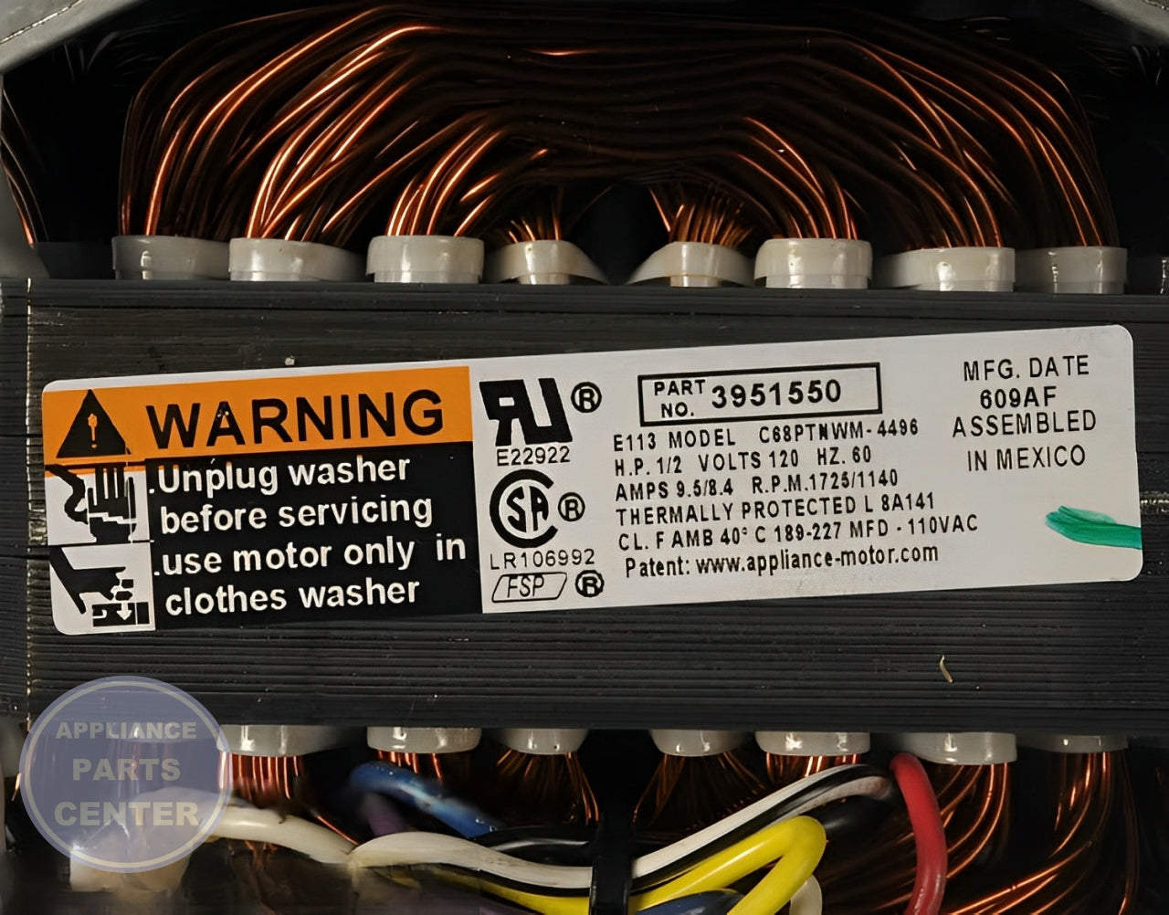 WHIRLPOOL DRIVE MOTOR WP661600 - Detailed view of sturdy motor build