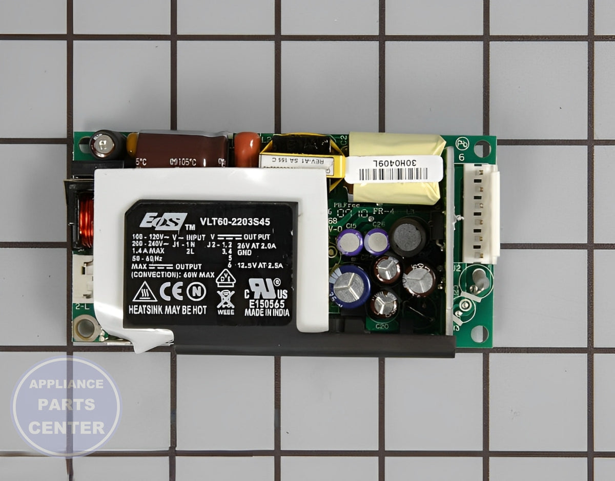 WHIRLPOOL POWER SUPPLY CONTROL BOARD WP67001360 - Side view with precise measurements