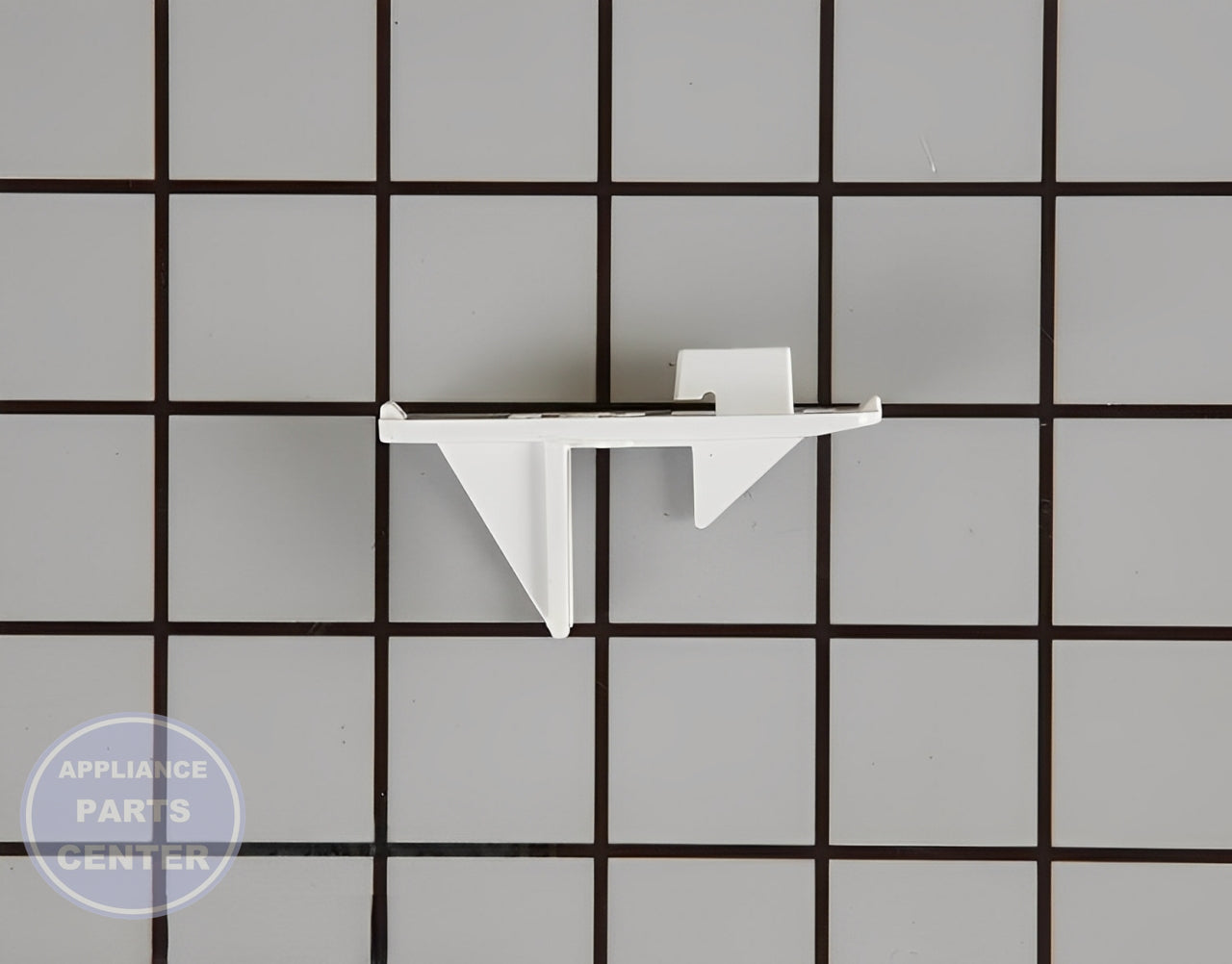 WHIRLPOOL REFRIGERATOR SHELF SUPPORT CLIP LADDER HOOK WP67001716 - Main view showing secure shelf hold for specific models