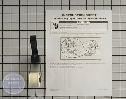 WHIRLPOOL DRYER IDLER PULLEY ASSEMBLY WP691366 - Side view with durable construction specs