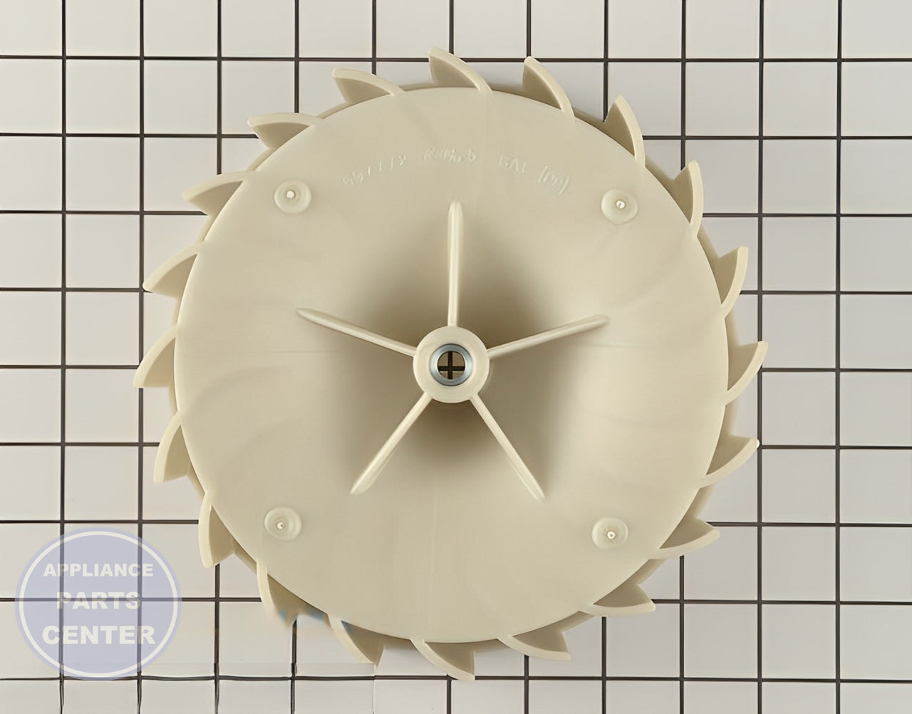 WHIRLPOOL DRYER BLOWER WHEEL WP697772 - Side view with precise measurements for perfect fit
