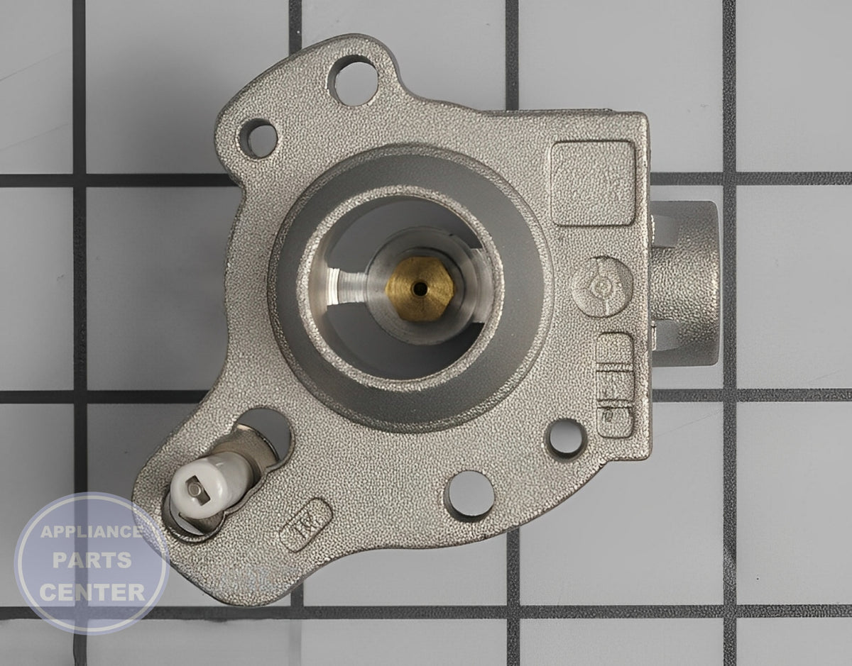 Surface Burner Orifice Holder WP74007691 - Side view with precise measurements 3.5" x 2" x 1.5"