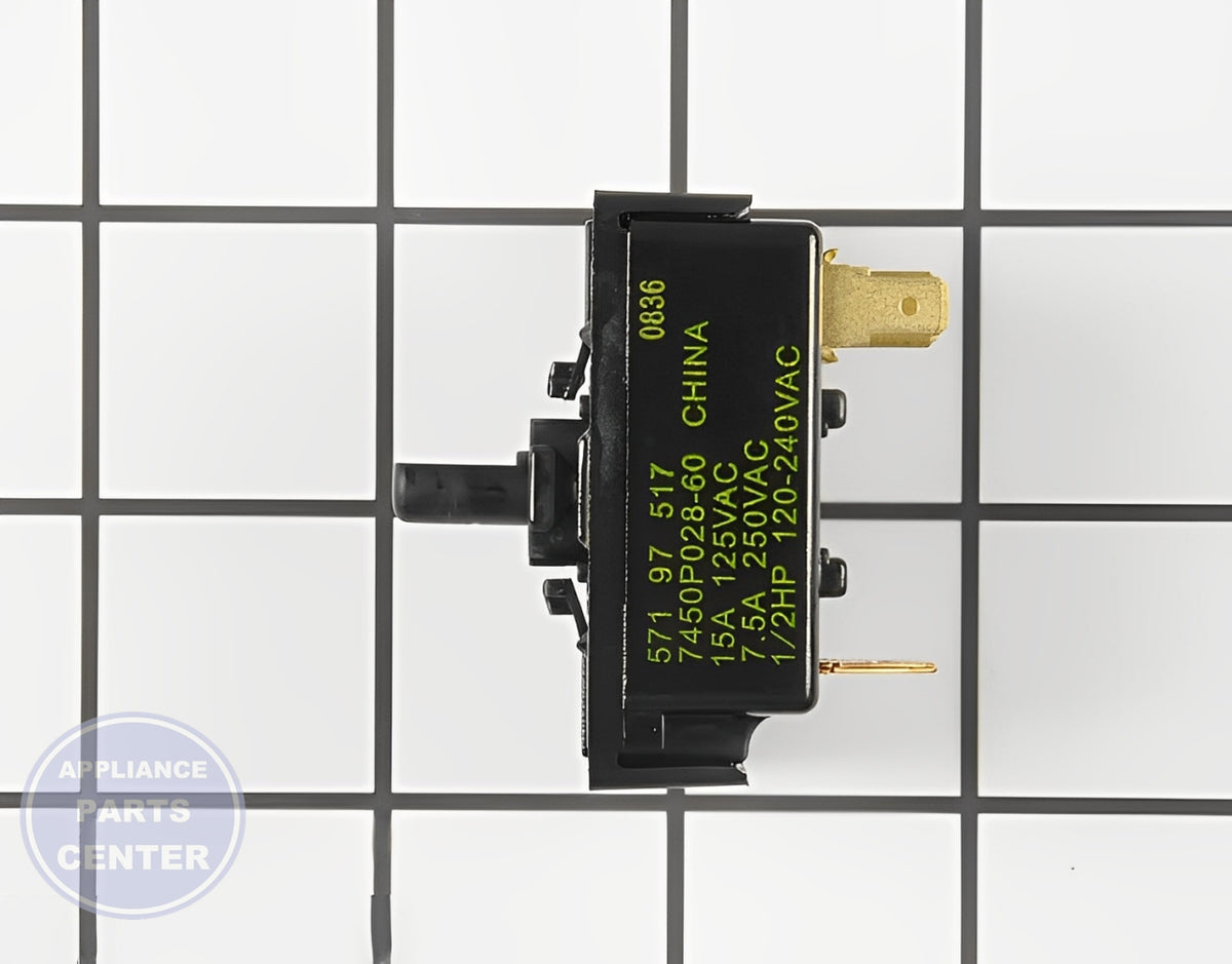 Fan Switch WP74010783 - Detailed view of switch specifications