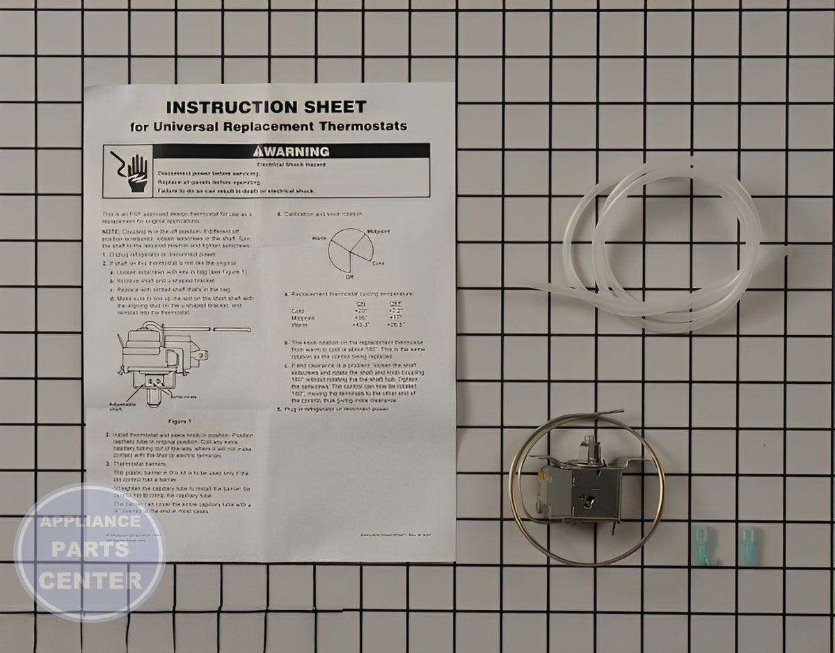WHIRLPOOL REFRIGERATOR THERMOSTAT WP819470 - Side view with specific measurements