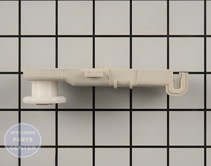 WHIRLPOOL ROLLER ASSEMBLY WP8268655 - Detailed view of the axle, roller, shaft, and wheel