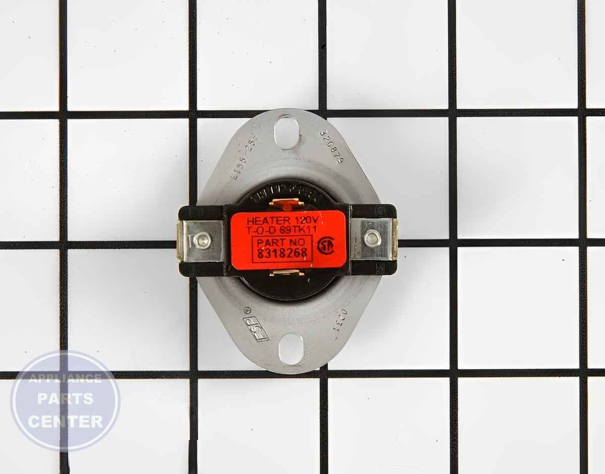 WHIRLPOOL THERMOSTAT WP8318268 - Main view showing temperature control for WPL Dryer models