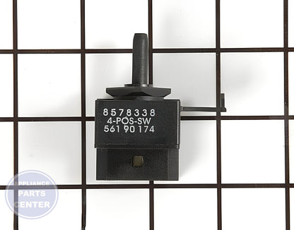 Whirlpool Rotary Switch WP8578338 - Main view showing control functionality for Amana, Maytag, Whirlpool, Kenmore, Admiral, Magic Chef, Roper, Estate, and Crosley washing machines