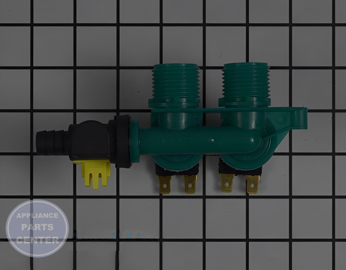 WHIRLPOOL VALVE WP8578341 - Side view with precise measurements