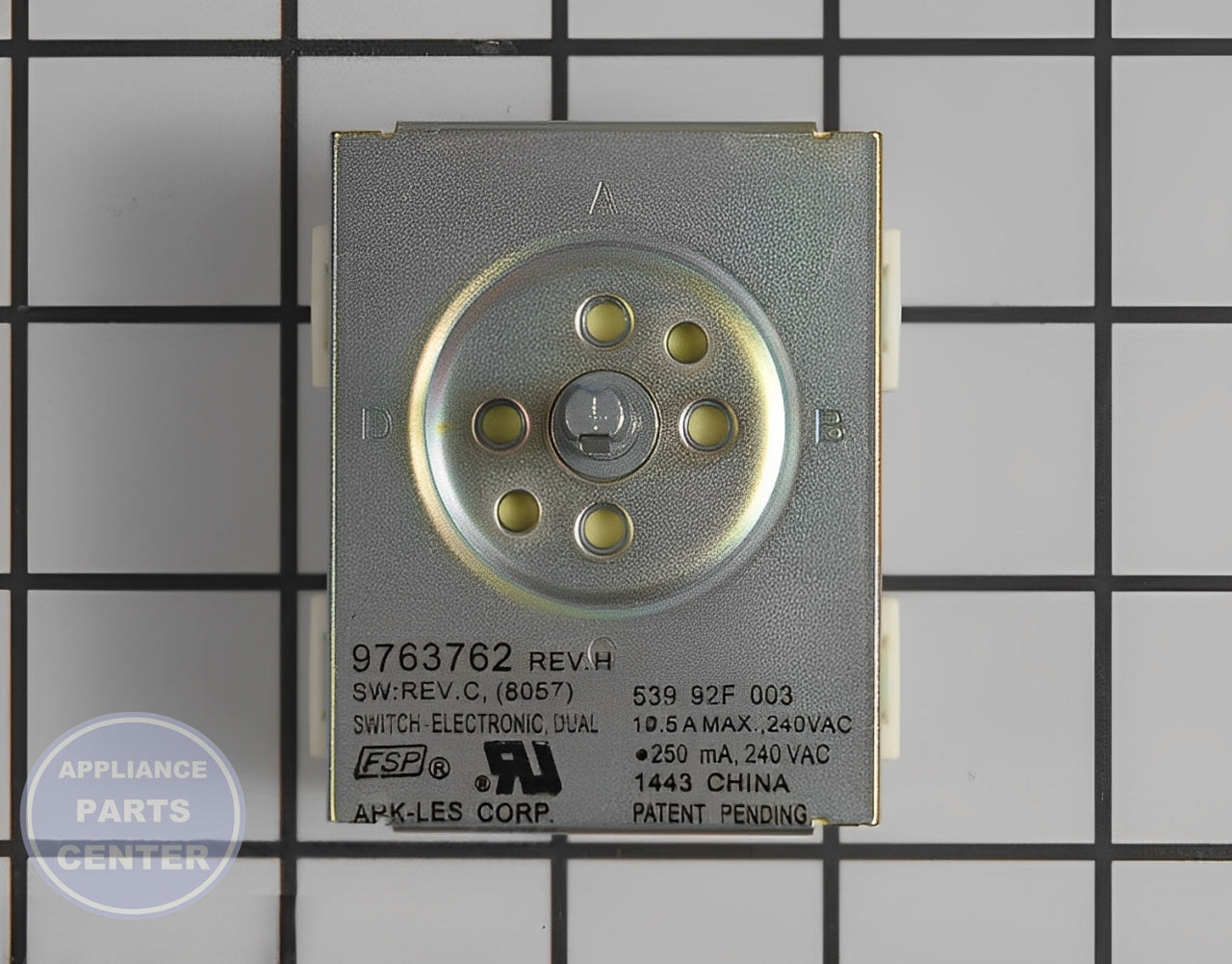 WHIRLPOOL WASHER INFINITE SWITCH LEFT REAR FRONT RIGHT - Main view showing precise control for WPL Range/Stove/Oven models