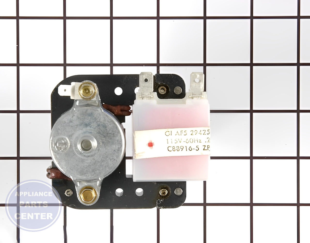Evaporator Fan Motor WPC8891605 - Side view with X inches length and Y inches diameter specs