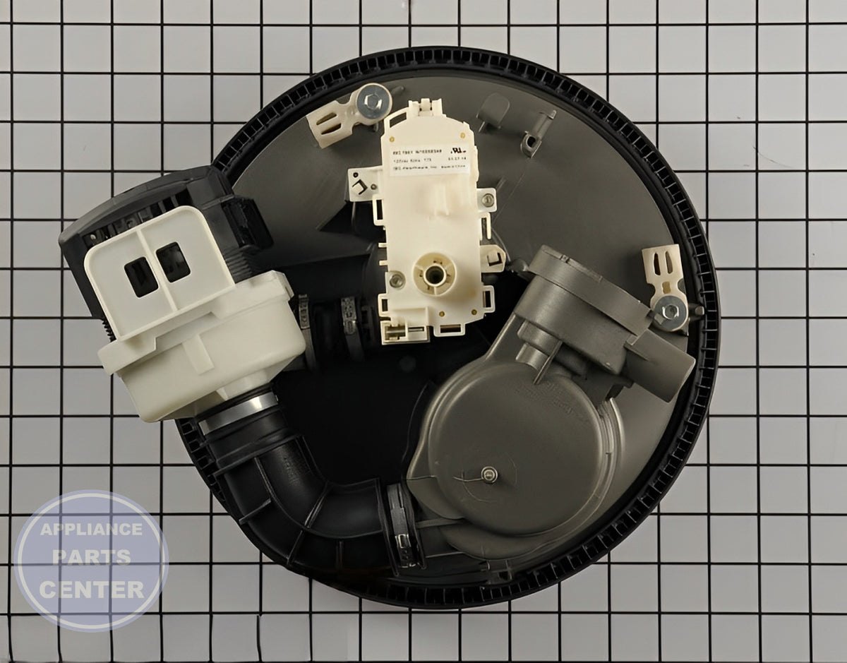 Whirlpool Dishwasher Motor & Pump WPW10056309 - Installation in WPL Dishwasher showing key mounting points