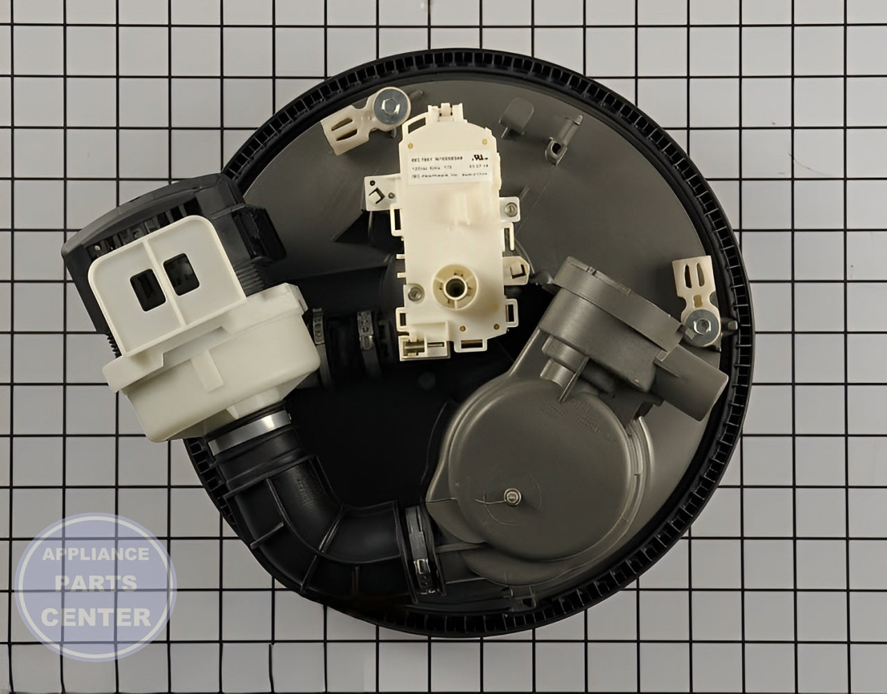 Whirlpool Dishwasher Motor & Pump WPW10056309 - Installation in WPL Dishwasher showing key mounting points