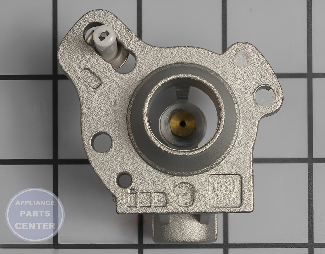 Whirlpool Surface Burner Orifice Holder WPW10128455 - Main view showing secure gas flow for KitchenAid models