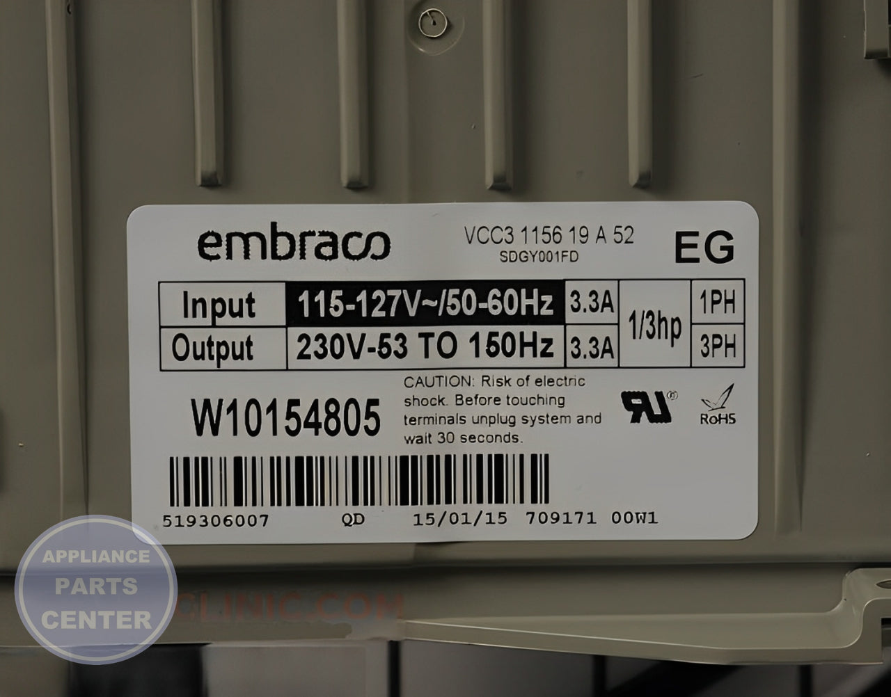 Whirlpool Refrigerator Inverter Box WPW10154805 - Detailed view of the Circuit Board & Timer