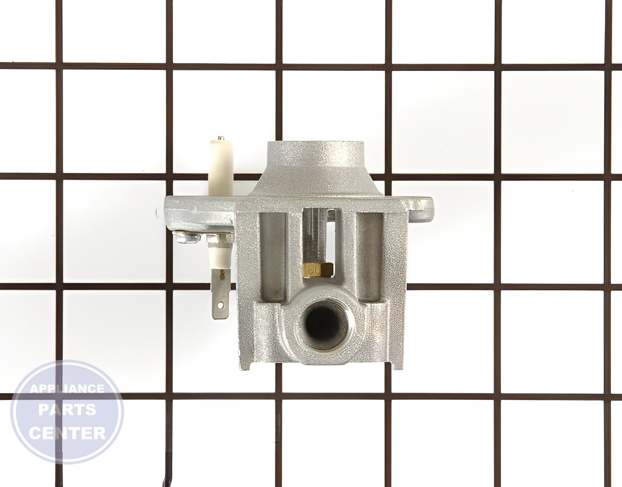 WHIRLPOOL ORIFICE HOLDER WPW10155785 - Side view with precise gas flow specs