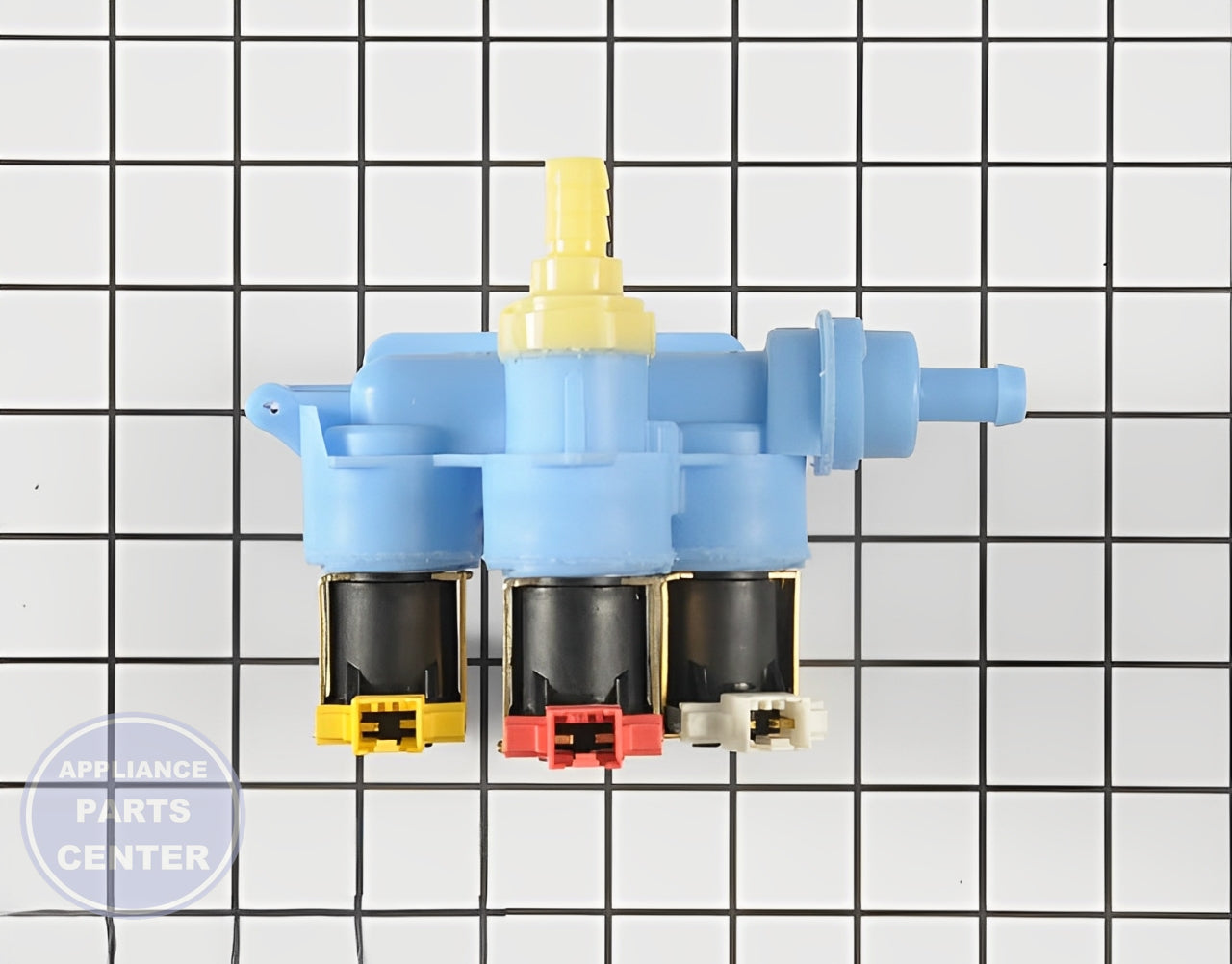 WHIRLPOOL VALVE WPW10156253 - Side view with precise measurements