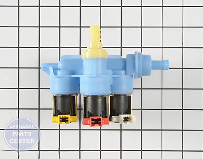 WHIRLPOOL VALVE WPW10156253 - Side view with precise measurements