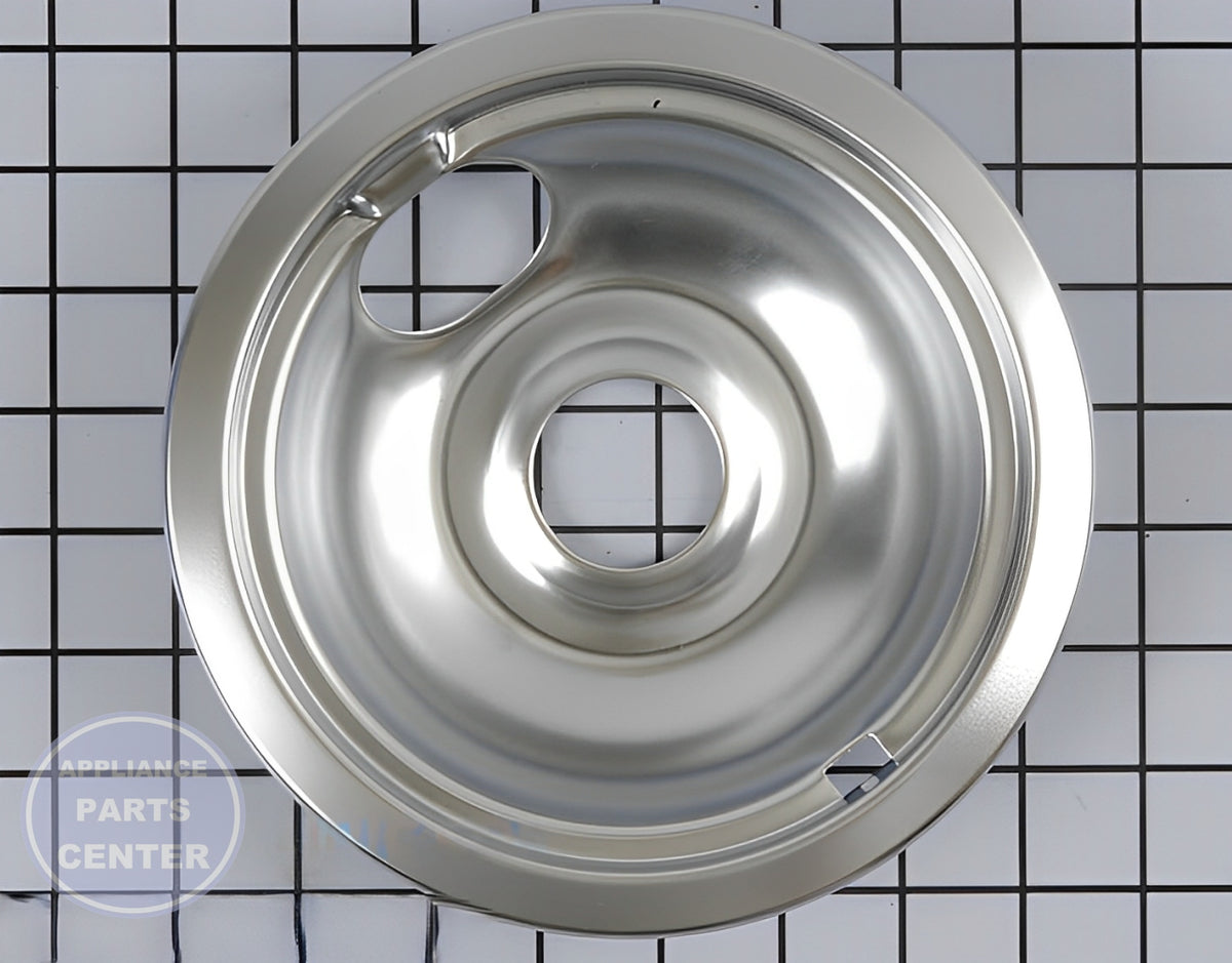 WHIRLPOOL 6" CHROME DRIP BOWL WPW10196406 - Main view showing polished chrome finish for WPL Range/Stove/Oven models