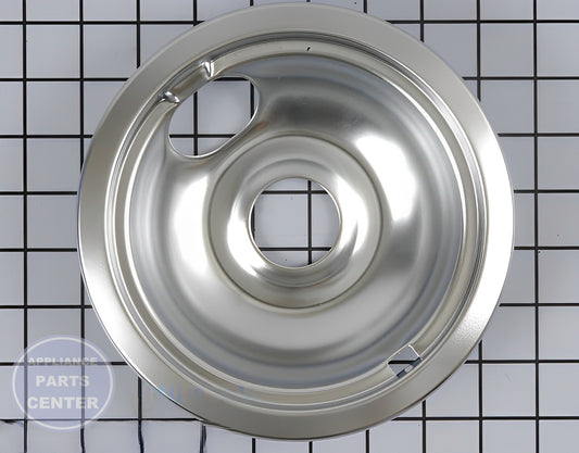 WHIRLPOOL 6" CHROME DRIP BOWL WPW10196406 - Main view showing polished chrome finish for WPL Range/Stove/Oven models