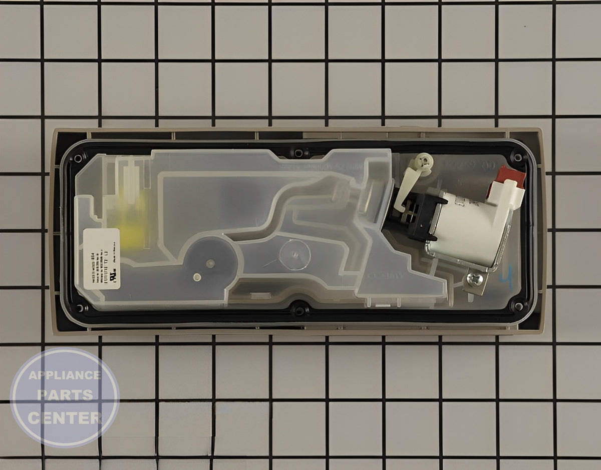 WHIRLPOOL DISHWASHER DETERGENT DISPENSER WPW10199696 - Side view with efficient detergent capacity