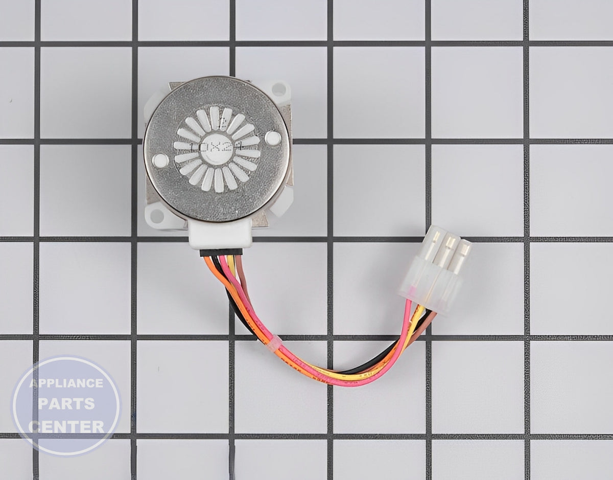 WHIRLPOOL REFRIGERATOR ICE DOOR MOTOR WPW10205979 - Side view with precise measurements for optimized fit