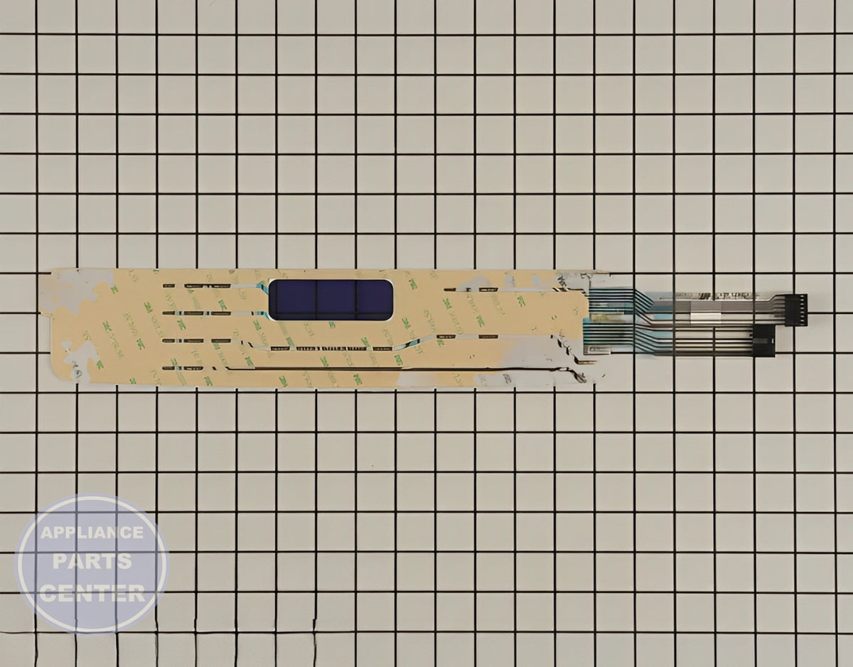 WHIRLPOOL MEMBRANE SWITCH WPW10207930 - Side view with precise measurements