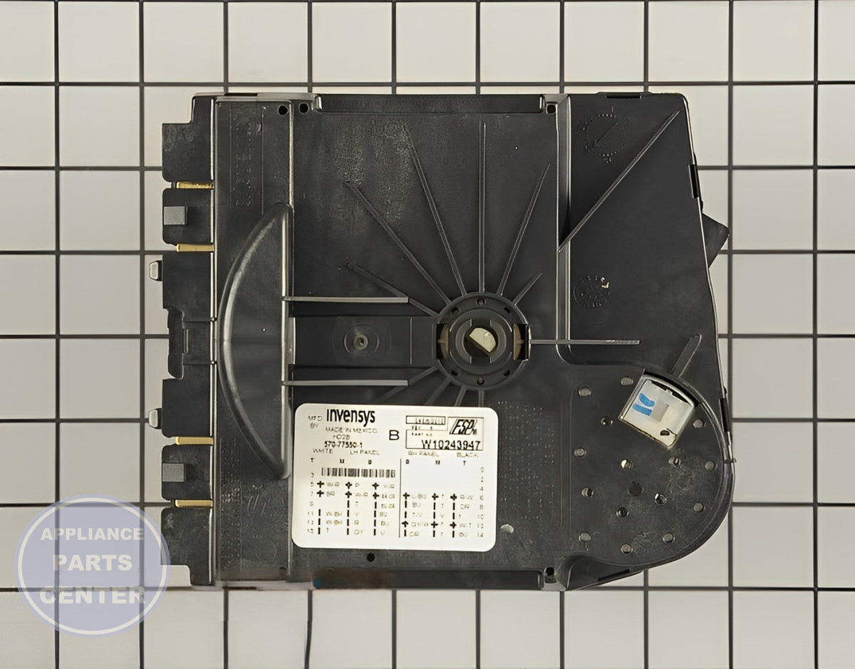 WHIRLPOOL TIMER WPW10243947 - Side view with Circuit Board specs