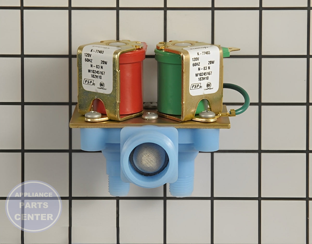 WHIRLPOOL REFRIGERATOR INLET VALVE WPW10245167 - Main view showing valve & float assembly for specific models