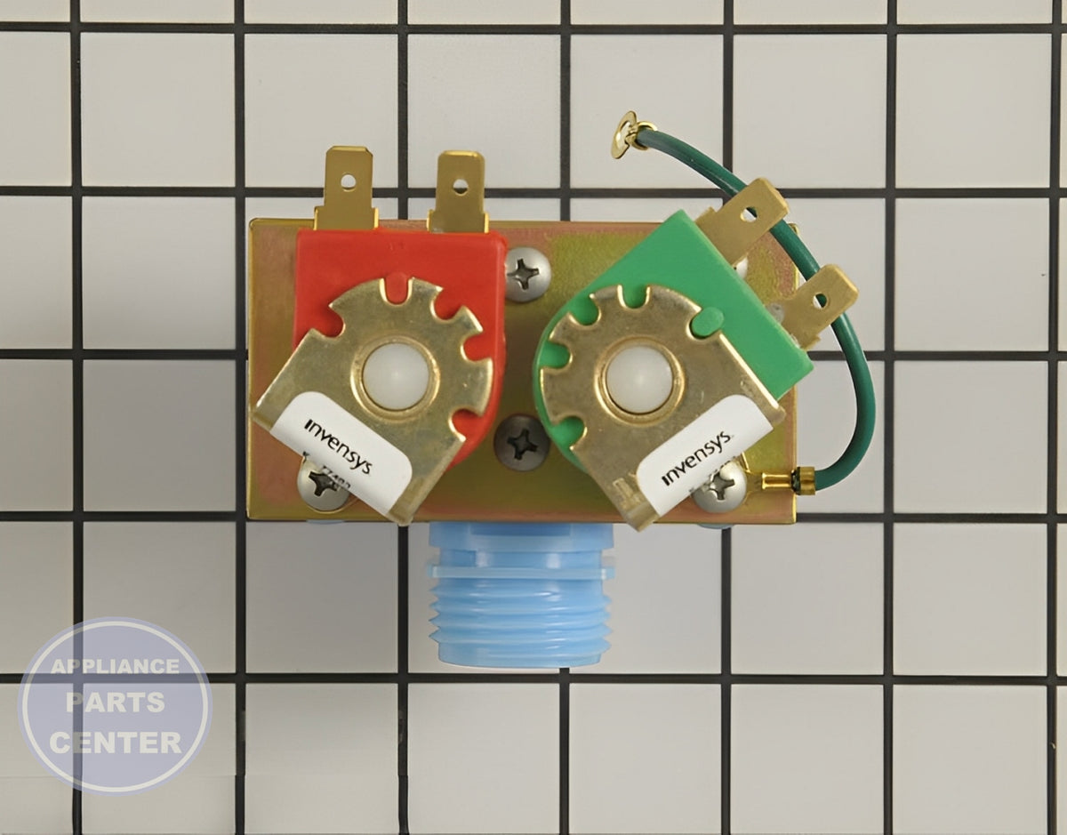 WHIRLPOOL REFRIGERATOR INLET VALVE WPW10245167 - Side view with 120 psi capacity