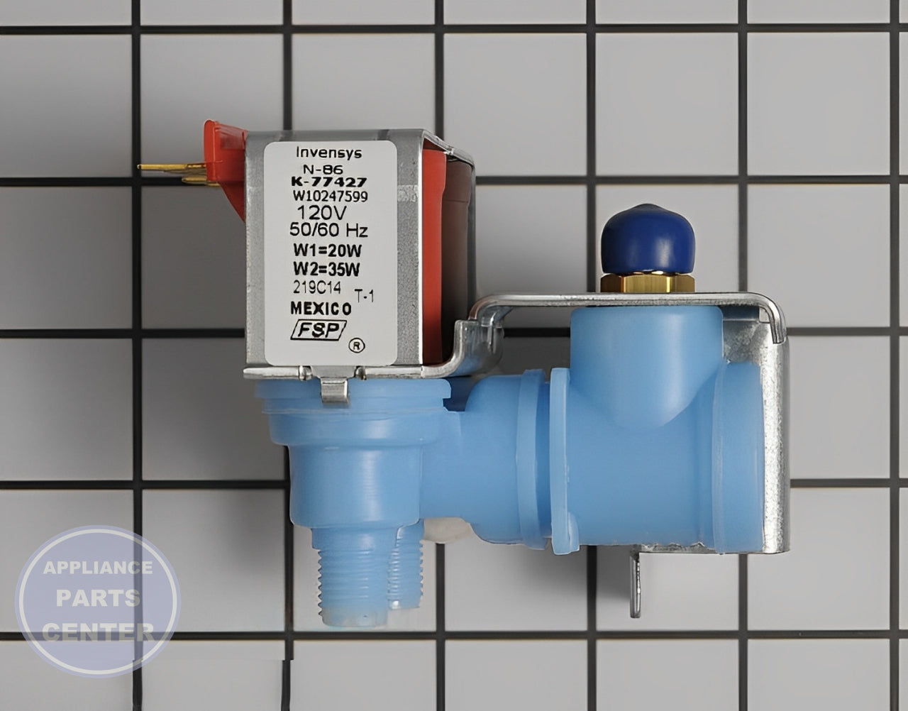 Water Inlet Valve WPW10247599 - Side view with 5-inch measurement