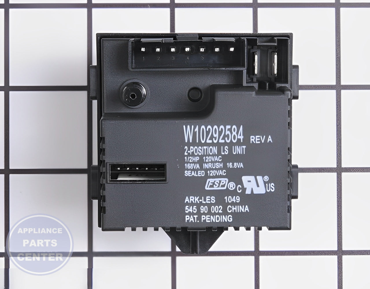 Maytag Pressure Switch WPW10292584 - Main view showing high water pressure support for Maytag, Whirlpool, Kenmore models