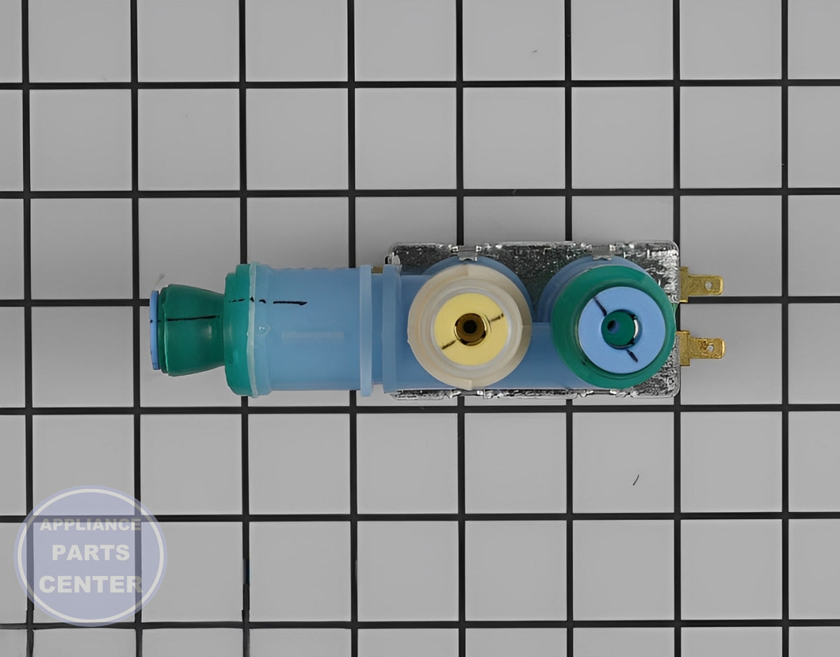 WHIRLPOOL WATER INLET VALVE WPW10312696 - Side view with precise measurements