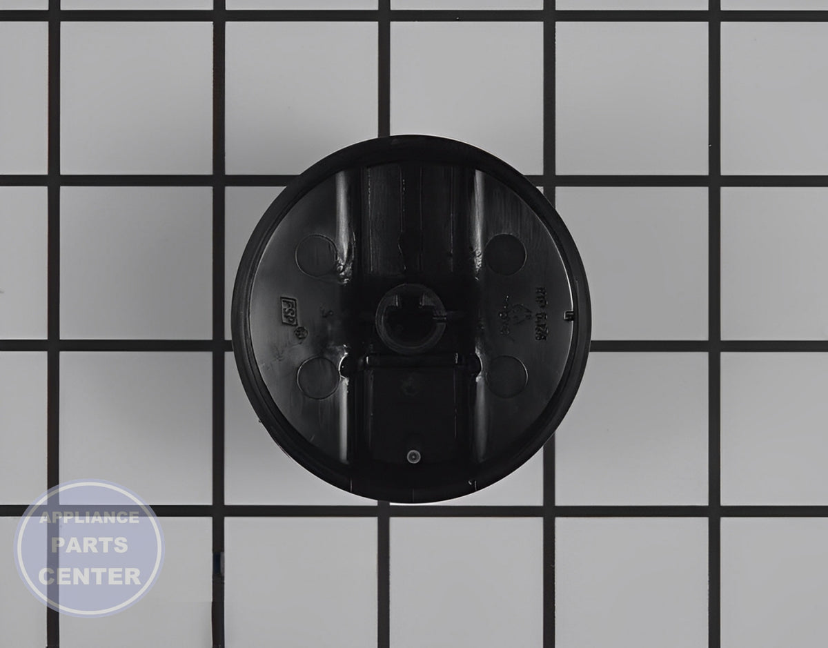 WHIRLPOOL RANGE BURNER CONTROL KNOB BLACK WPW10339442 - Side view with specific measurements/specs