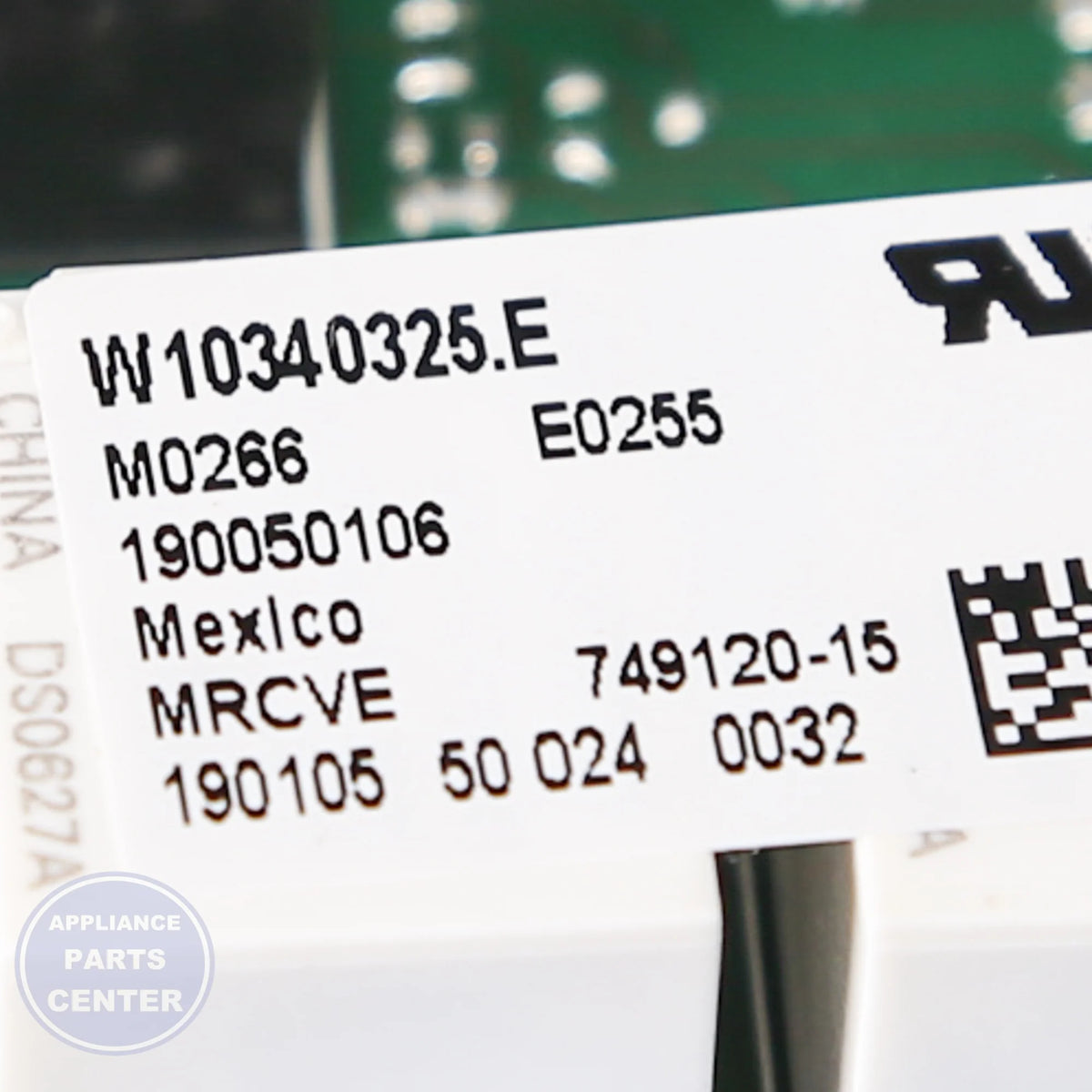 CNTRL-ELEC WPW10340325 - Side view with precise specifications