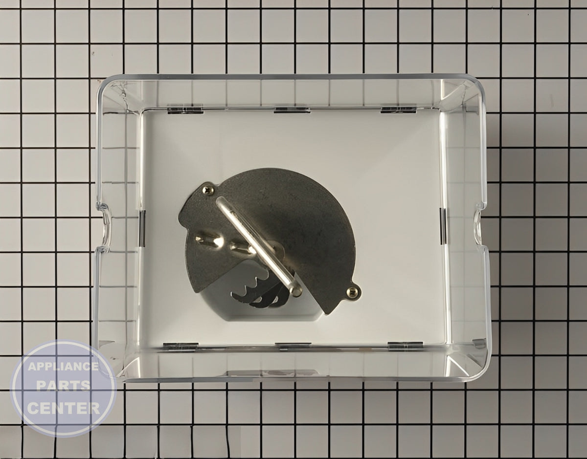 WHIRLPOOL REFRIGERATOR ICE MAKER BUCKET ASSEMBLY WPW10347093 - Side view with efficient  ice storage specs