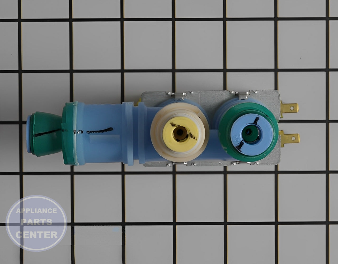 WHIRLPOOL WATER VALVE WPW10349187 - Side view with 4 x 3 x 2 inches measurements