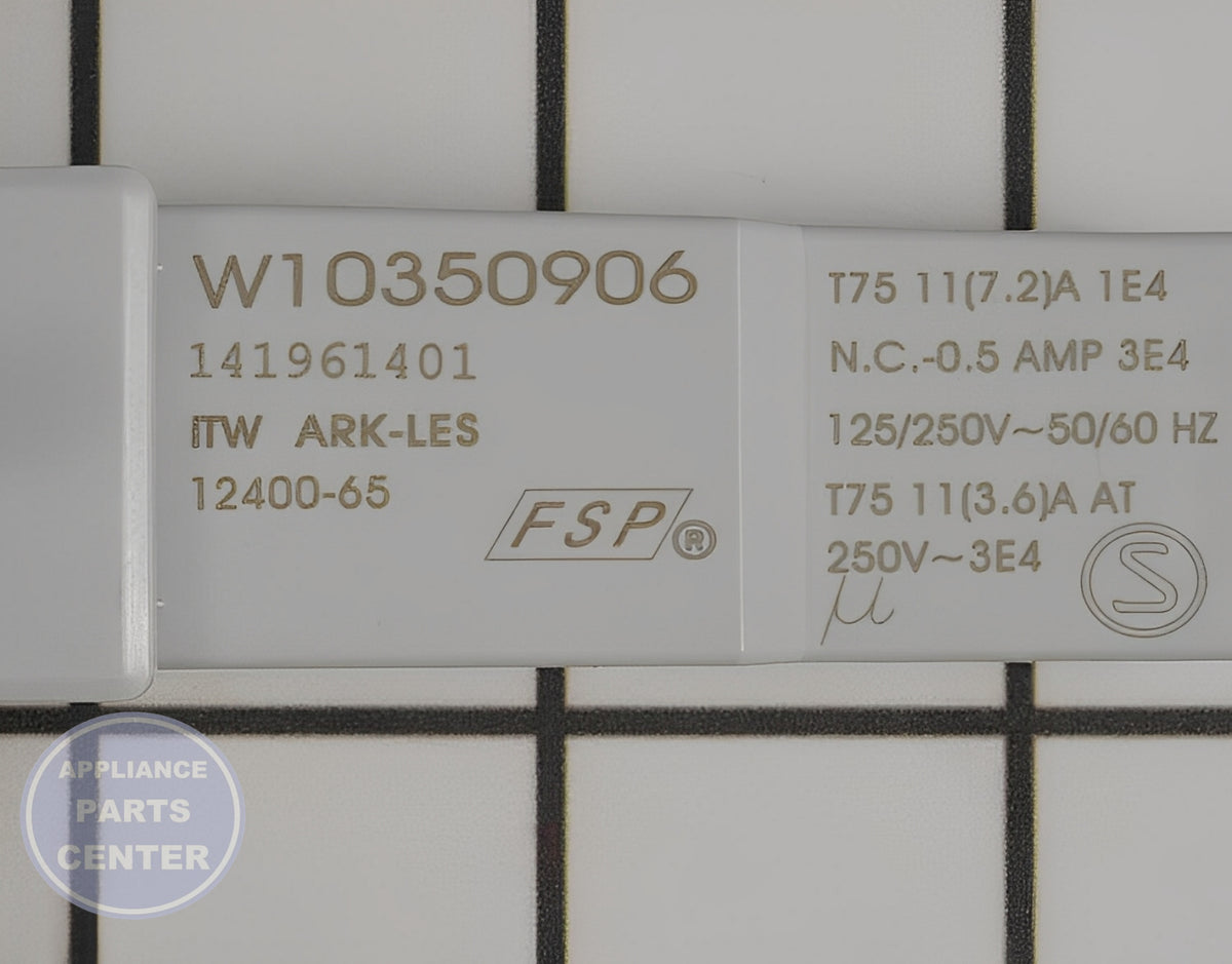 WHIRLPOOL DOOR SWITCH WPW10350906 - Detailed view of the safety switch mechanism