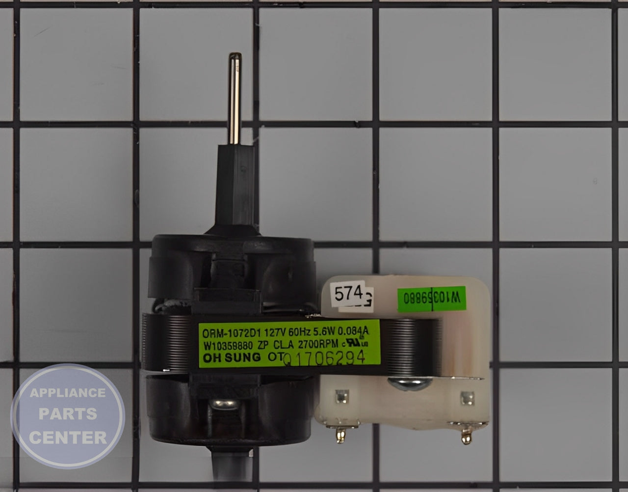 WHIRLPOOL REFRIGERATOR EVAPORATOR MOTOR WPW10359880 - Main view showing powerful motor for efficient cooling in WPL models