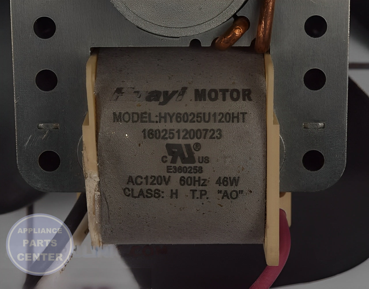 WHIRLPOOL FAN MOTOR WPW10395033 - Main view showing airflow capacity for various models