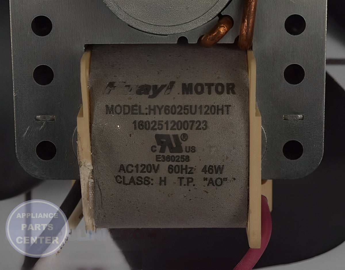 WHIRLPOOL FAN MOTOR WPW10395033 - Main view showing airflow capacity for various models