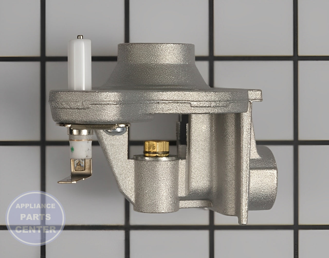 Amana Surface Burner Orifice Holder WPW10407678 - Main view showing gas flow control for Amana, Maytag, Whirlpool, Jenn Air, KitchenAid models