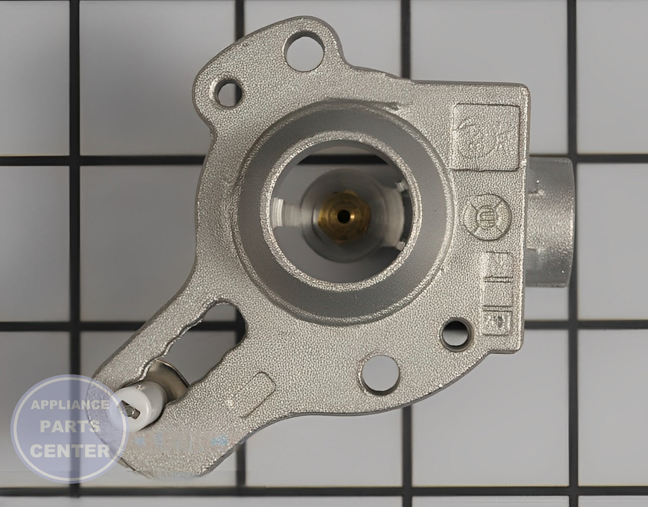 Surface Burner Orifice Holder WPW10407678 - Side view with precise measurements and specifications