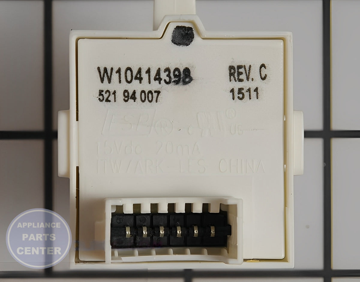 SWITCH-CYC WPW10414398 - Side view with precise measurements for optimal fit