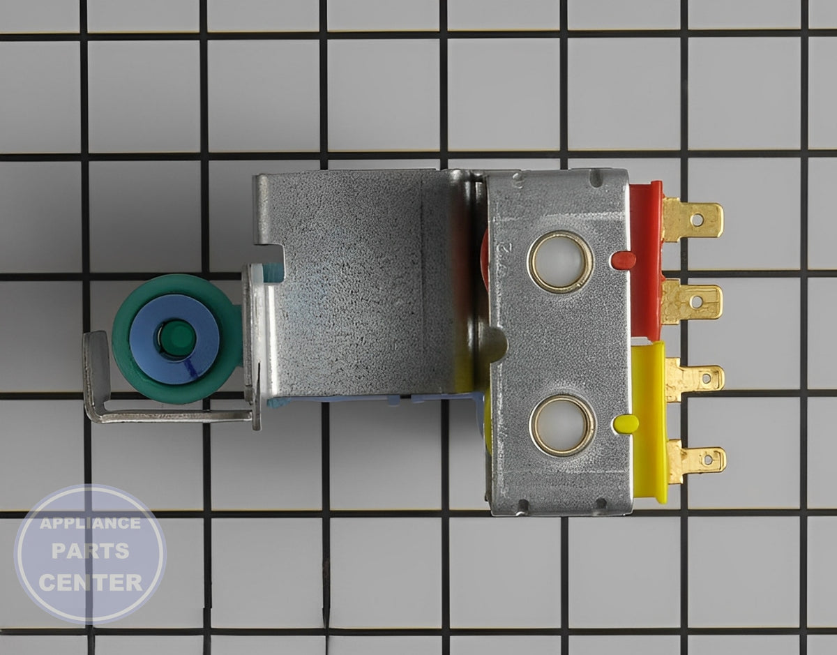 WHIRLPOOL REFRIGERATOR WATER INLET VALVE WPW10420083 - Side view with precise measurements