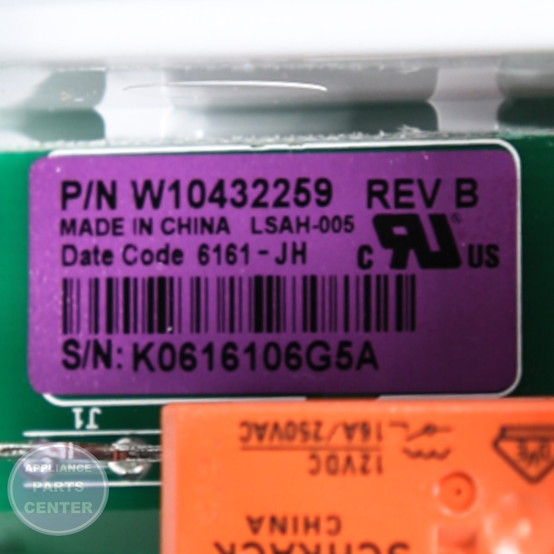 CNTRL-ELEC WPW10432259 - Detailed view of electronic components