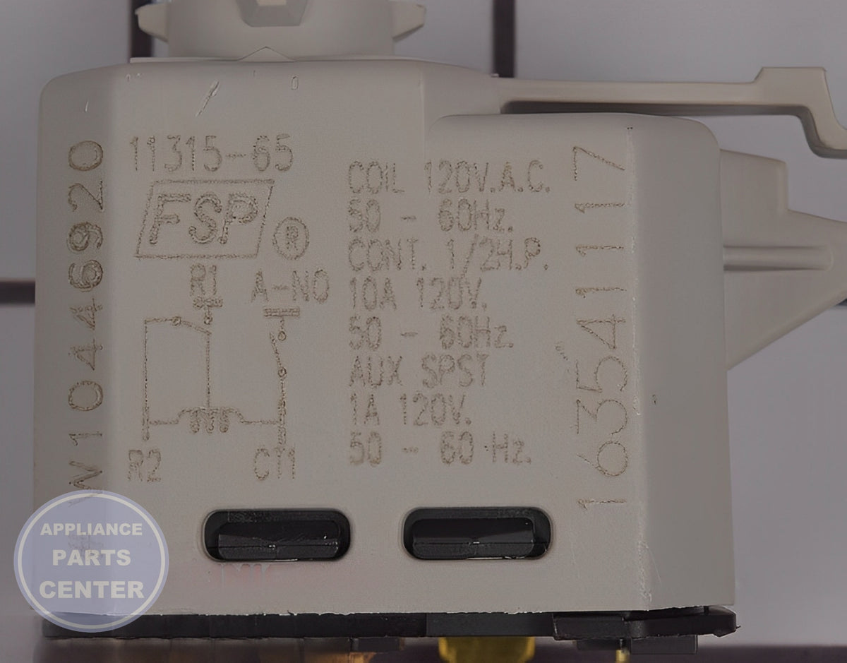 WHIRLPOOL START SWITCH WPW10446920 - Side view with precise measurements
