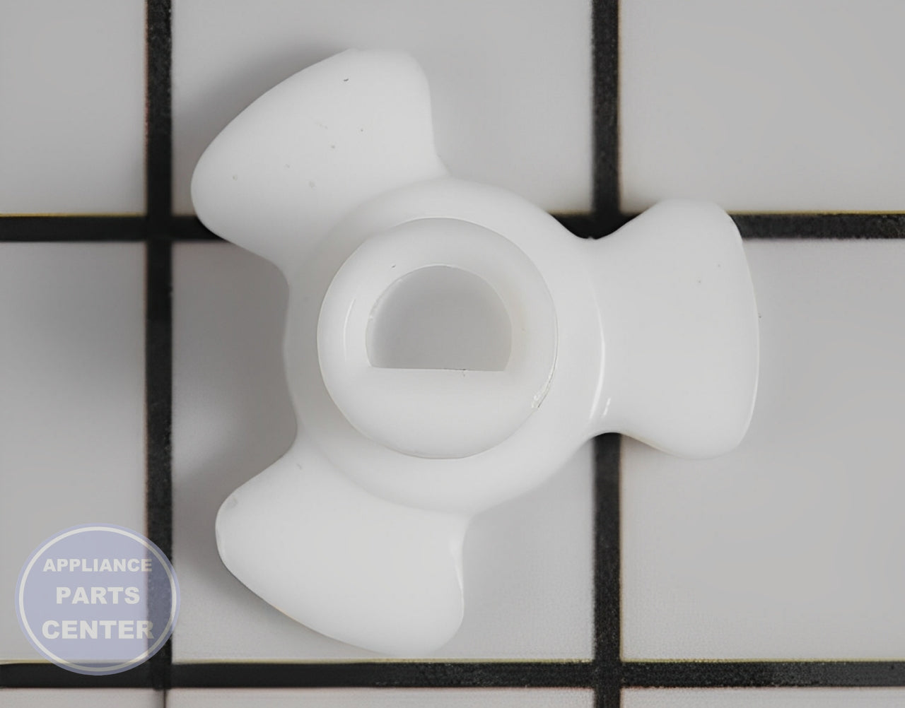 Amana Glass Tray Drive Coupling WPW10451789 - Main view showing smooth rotation for Amana, Maytag, Whirlpool, Jenn Air, and KitchenAid microwaves